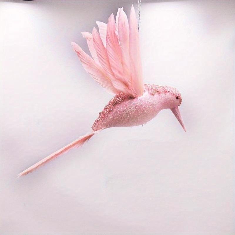 

1PC Pink Artificial Bird Pendant - Real Feathered Bird Model, Shiny Surface, Durable Plastic Hanging Ornament розовый