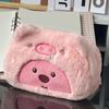 Cartoon Plush Pencil Bag For Student Kawaii Storage Bag For Pen Cosmetic Brush Marker Pen Large Capacity Pen Case School Supply
