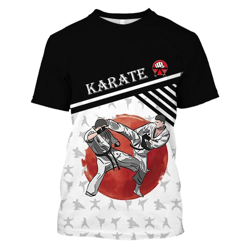 Camisetas de Verano de Cuello Redondo con Estampado 3D de Kickboxing Artes Marciales, Camisetas de Hombre Casuales de Moda de Manga Corta
