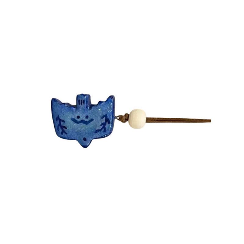 Vintage Ceramic Blue Bird Pendant Necklace With Leather Rope And Anti Allergic Jewelry
