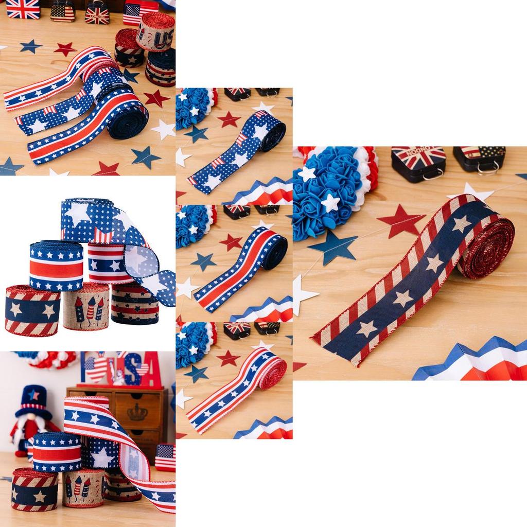 Vibrant Patriotic Independence Day Decoration American Ribbon Festive Banners In Red White And Blue