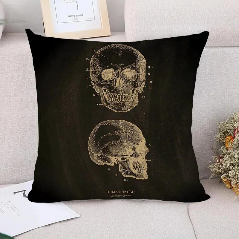 Cushion Cover  Anatomical Skeleton Pillow Cases Pillowcase Pillowcases for Pillows X Cushions Covers for Bed Pillows