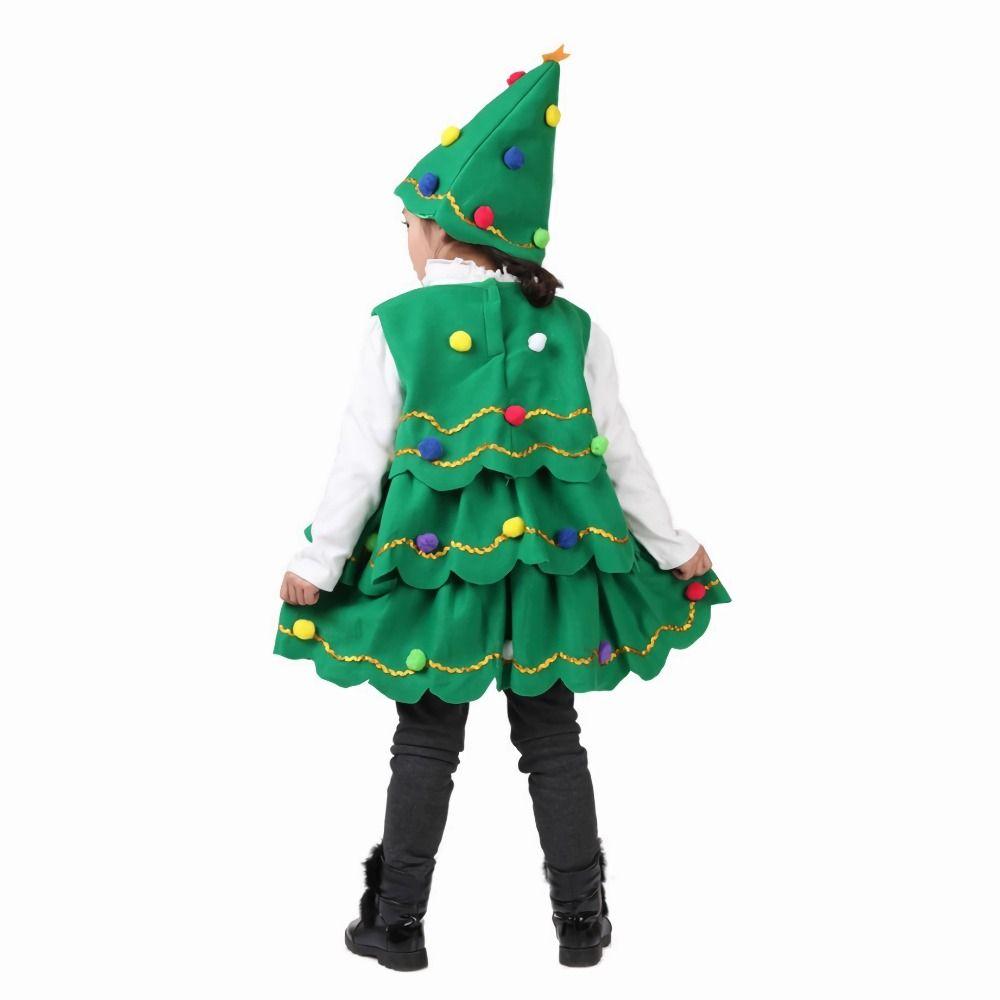 Polyester Kids Dress Leeveless Cosplay Costume Fashion Christmas Tree Costume  Kids