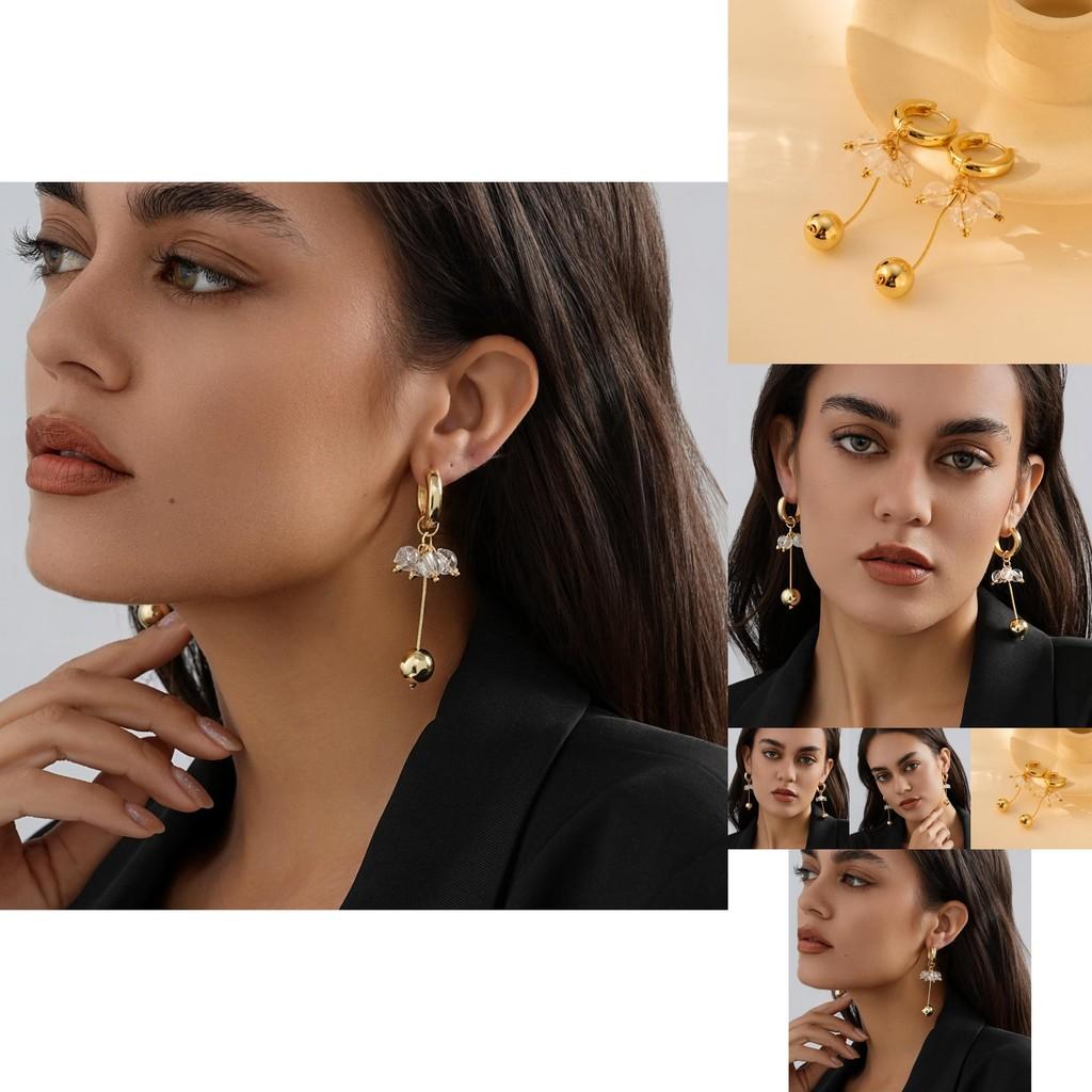 Elegant Gold Plated Long Drop Earrings Simple And Trendy For Women