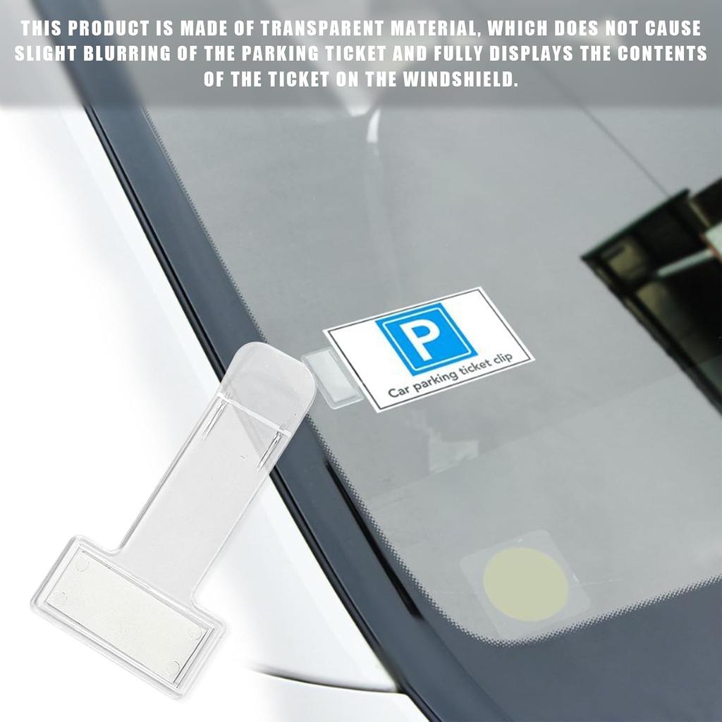 Yourkar 2 PCS Car Windshield Parking Ticket Holder, Transparent Parking Ticket Holder Clip with Adhesive Tape, Plastic Auto Windshield Invoice Clip,