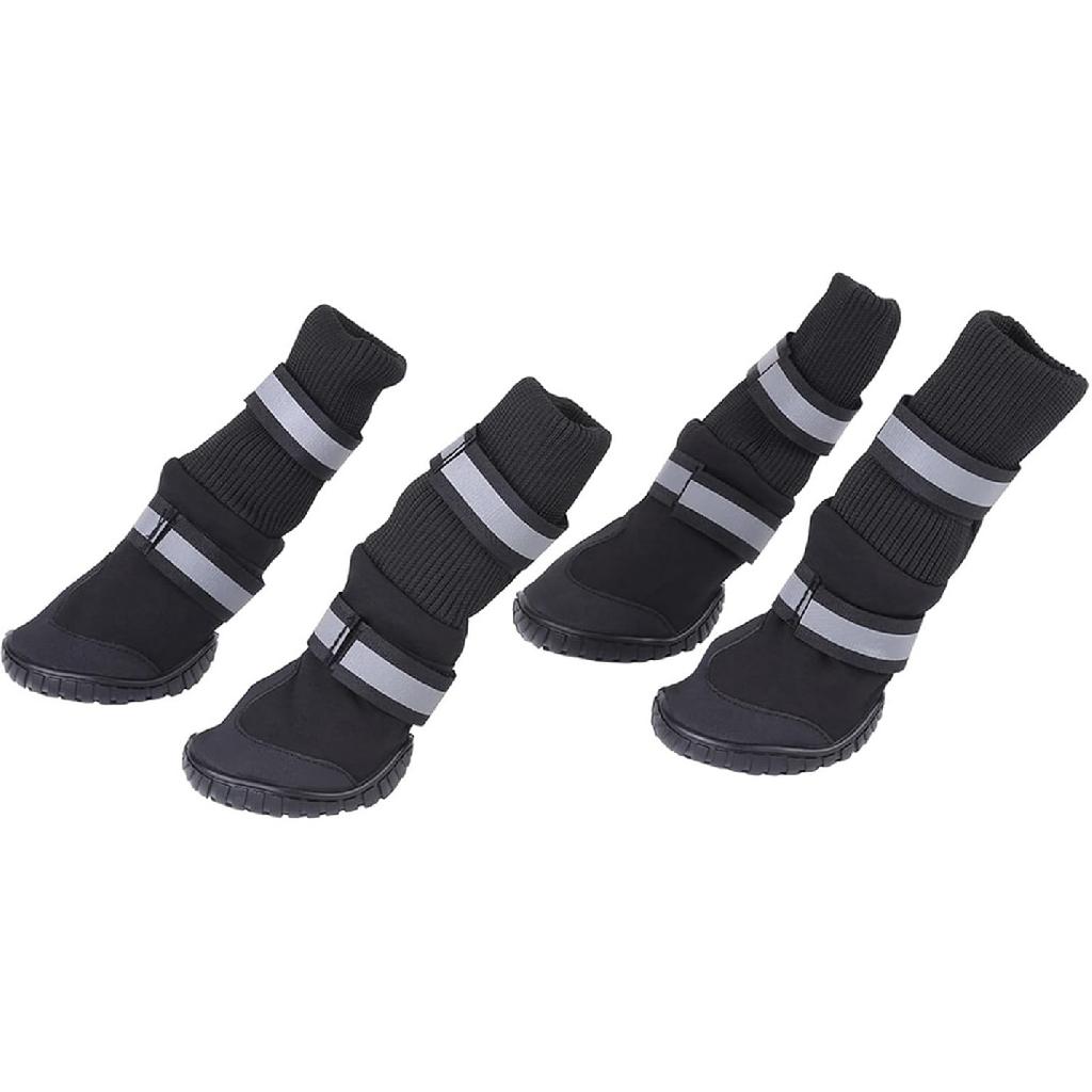 4pcs Set Reflective High Top Dog Boots for Large Dogs Anti Slip Design with Adjustable Closure for Walking In Rain or Snow (XL #02)