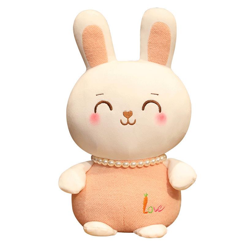 Cute Smiling Pearl Rabbit Plush Toy Soft Stuffed Animal Doll Gift for Baby Girl Birthday Decor