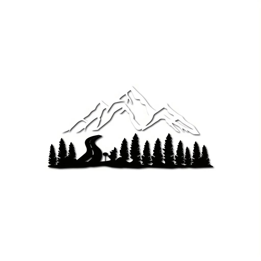 

Iron Crafts Mountain & Forest Metal Wall Art – силуэт холма и деревьев, элегантное железное украшение для дома, уникальное настенное украшение светло-серый