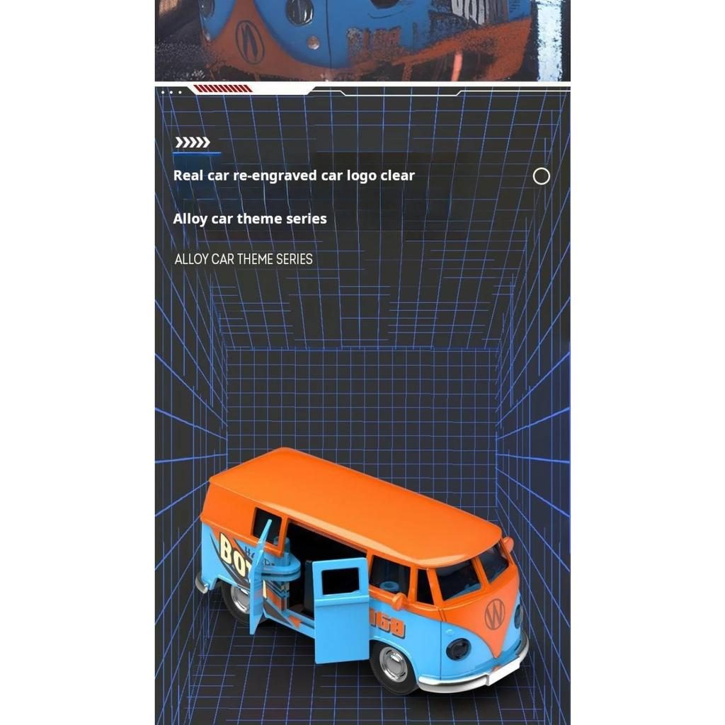 1/36 Simulations-Bus-Transporter Golfblau Legierung Druckgussmodell für Volkswagen T1 Samba Spielzeug für Kinder Sammlerstücke Geschenke