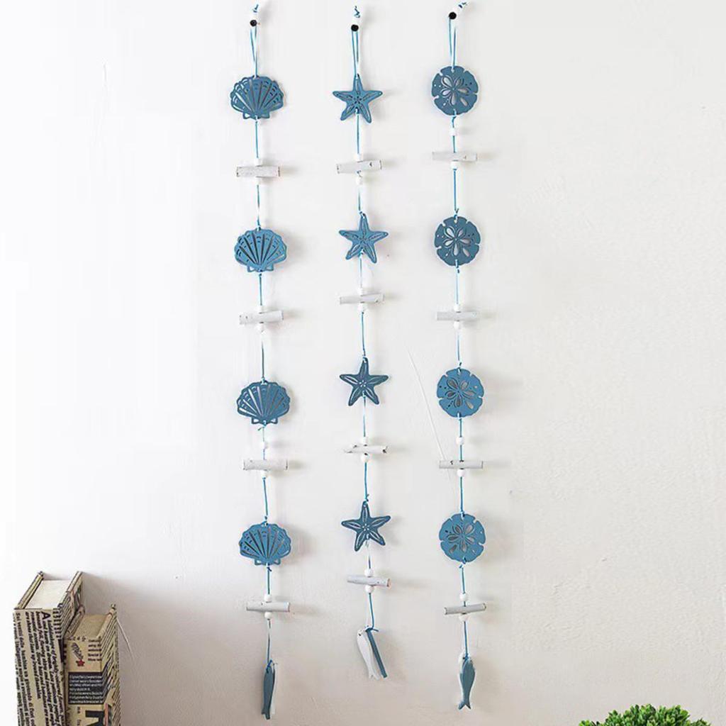 Mediterranean Style Decorative Pendants Starfish Fish Wooden Crafts Creative Home Living Room Bedroom Wall Decorations