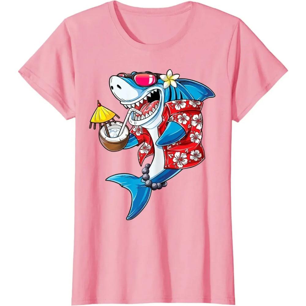 Shark Hawaiian Funny Aloha Hawaii Beach Gifts Men T-Shirt Casual Cotton Daily Four Seasons Streetwear Graphic T Shirts