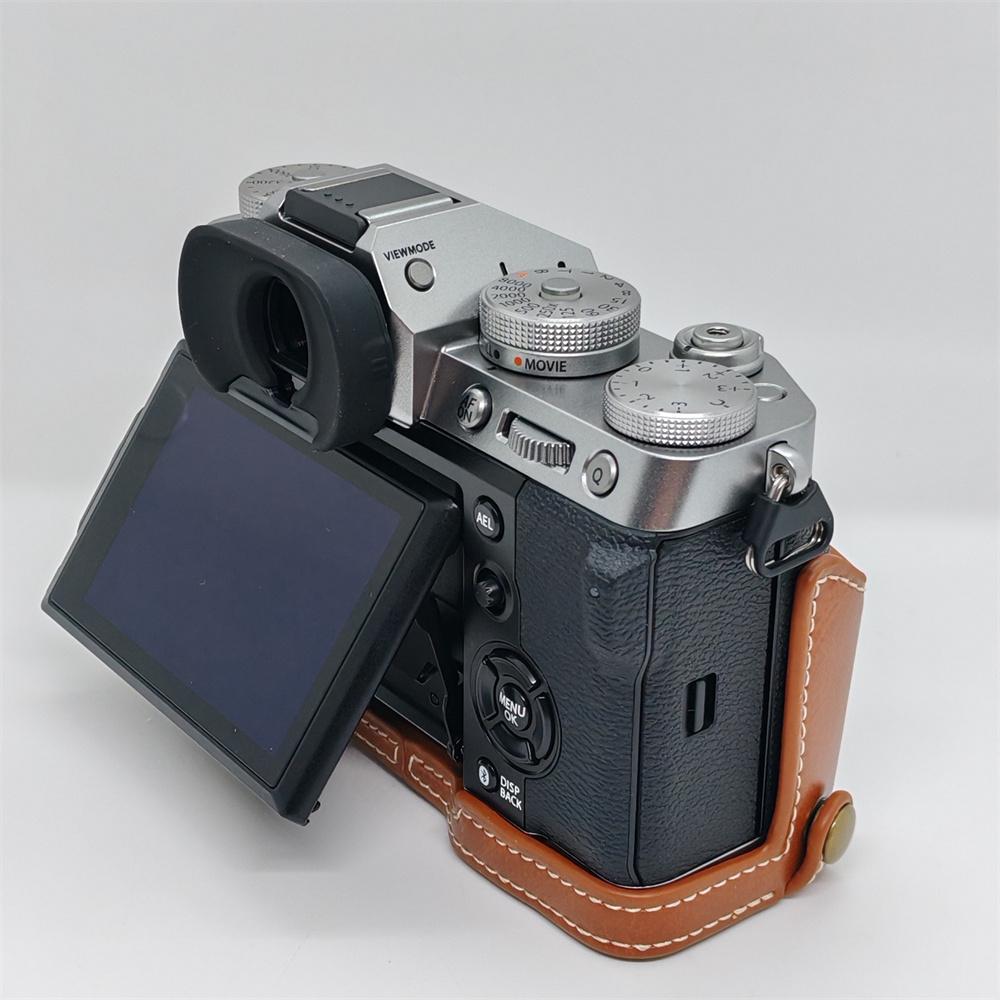 Skórzane etui połowiczne na aparat PU do Fujifilm XT5 Fuji X-T5 Pokrywa bazowa Osłona z otworem na baterię