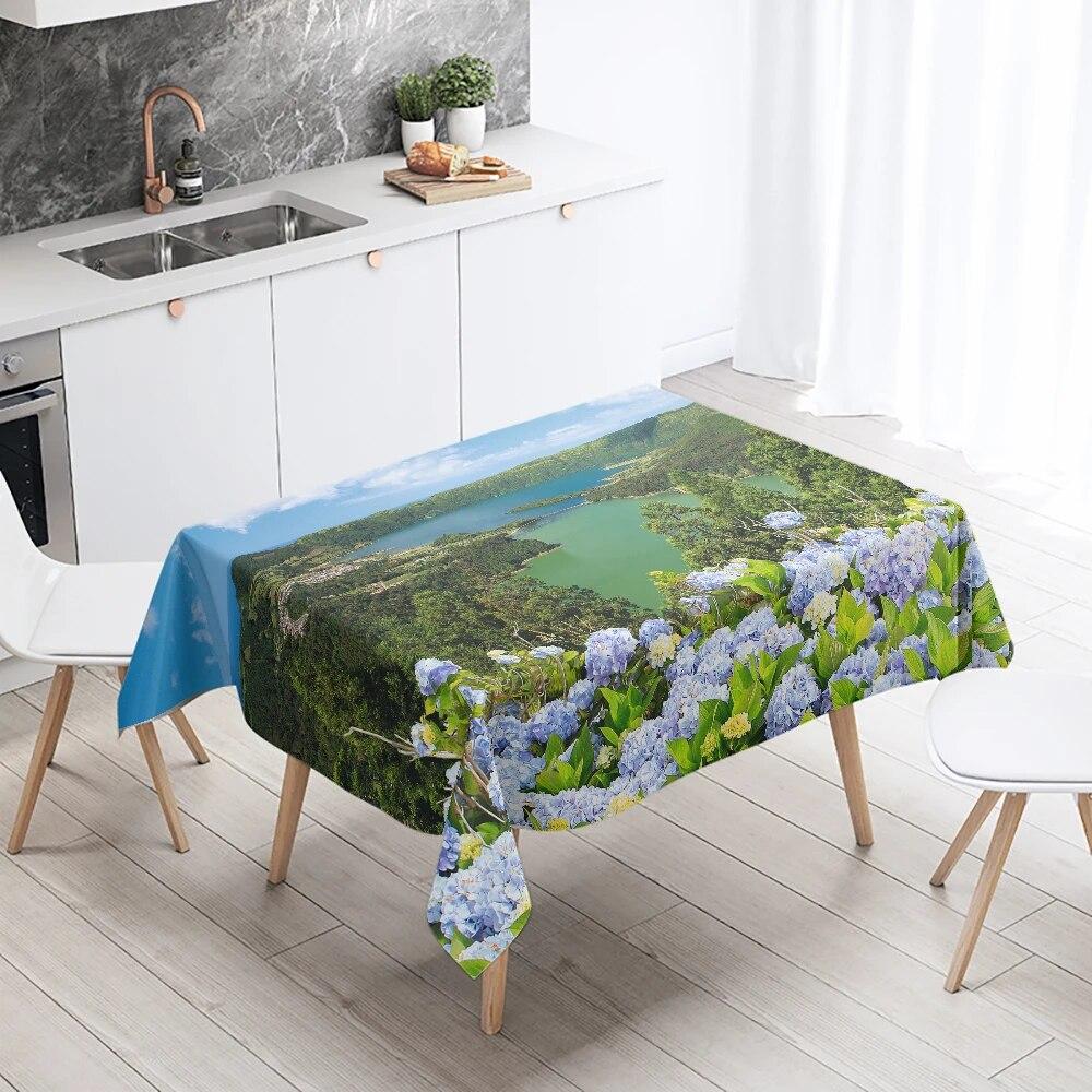 Natural World Landscape Tablecloth Camping  Waterproof Rectangular  Restaurant Table Home Decor