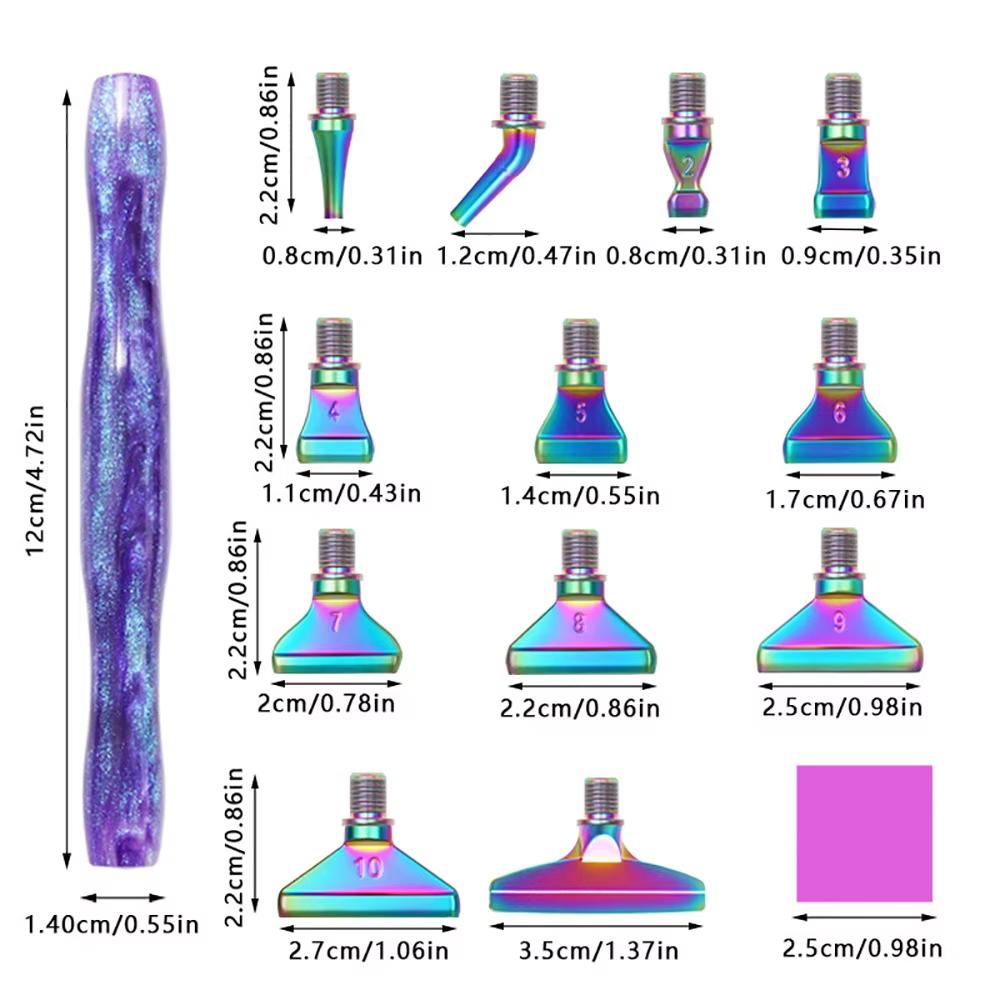 Glitter Resin Diamond Painting Pen Kit with 6 Metal Tips 6 Wax Blocks and Storage Box for 5D Diamond Art Rhinestone Crafts and DIY Projects