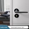 Universal Magnetic Black Bedroom Door Handle Lock - Silent, Solid Wood Design