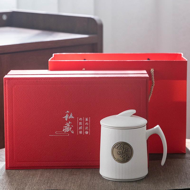 Ceramic Teacup Personal Office With Lid Filter Tea Separation Household Cup Can Be Printed