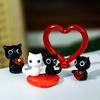 Glass Black Cat Miniature Tiny Colored Glass Cat Ornament Cute Mini Kitty Figurine for Desktop Bookshelf Fairy Garden Micro Landscape Decor