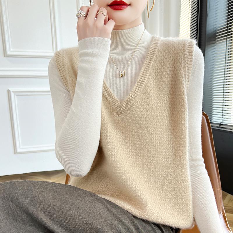 Women's Cashmere Vest Qinghe Cashmere 30% Cashmere 70% Wool Autumn and Winter Cashmere Vest Soft and Warm