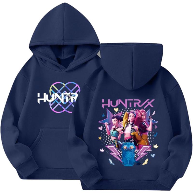 Kids Hoodies & Sweatshirts Kpop Hunters Witch Hunter Group Pattern Children's Girl Pocket Hoodie Sweatshirt