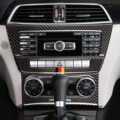 Auto Styling Kohlefaser Klimaanlage CD Panel Dekoration Abdeckung Zierleiste Für Mercedes Benz C-Klasse W204 2010-14 Innenraum Aufkleber