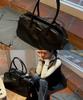 Macoi Leather Classic Long Handle Big Shoulder Bag [Black]