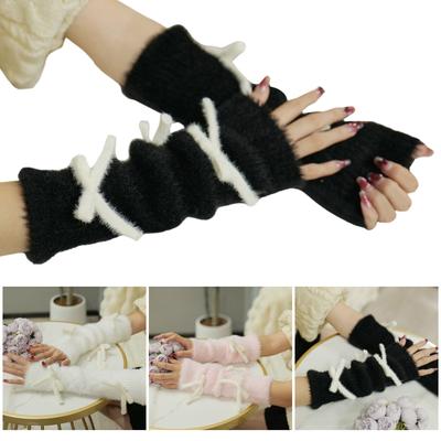 Bride Gloves Wrist Warmer Gloves Furry For Halloween Fingerless Gloves Wrist Warmer Sleeve Winter for Teens