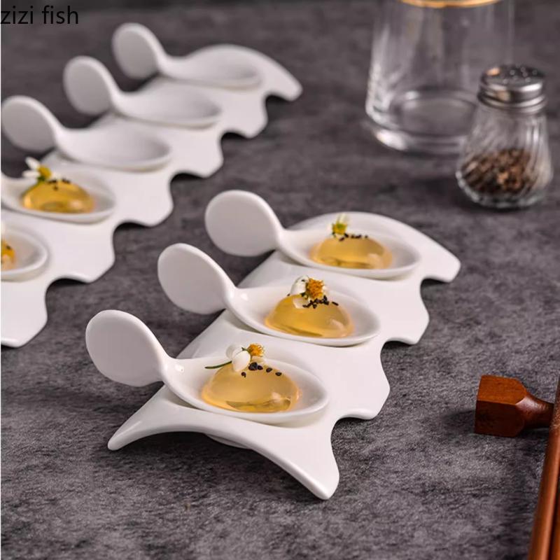 Ceramic Dining Plate Caviar Spoon Seasoning Dish Snack Bowl Dessert Plate Dim Sum Dish Sashimi Plates Fruit Bowl Sushi Plates
