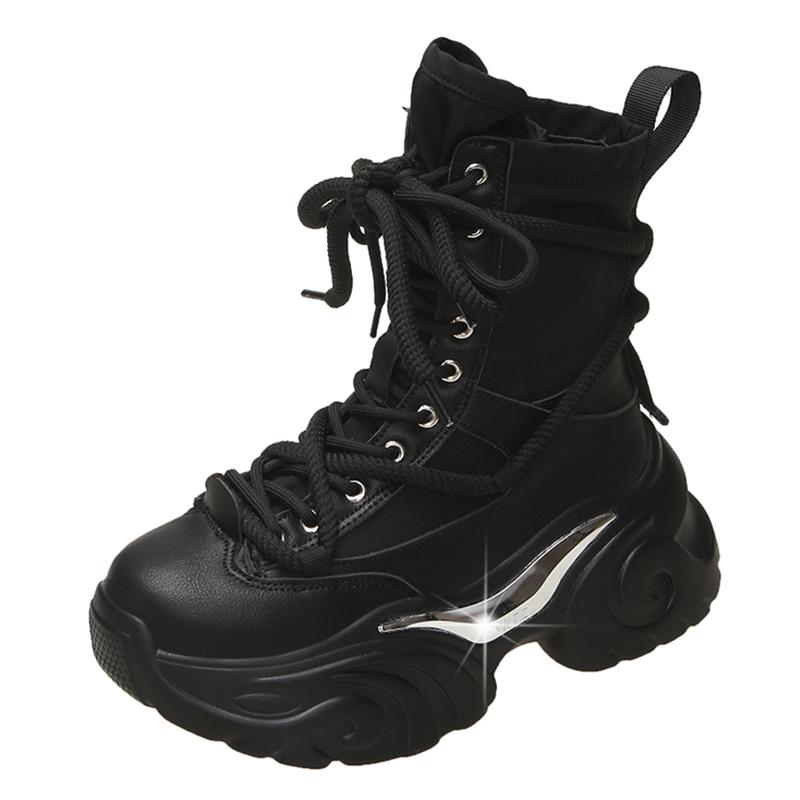 

Ботинки в стиле панк на массивном каблуке, женские осенне-зимние армейские ботинки на платформе, женские 2024, мотоциклетные ботинки в готическом стиле с толстой подошвой, Botas Mujer 35 чёрный