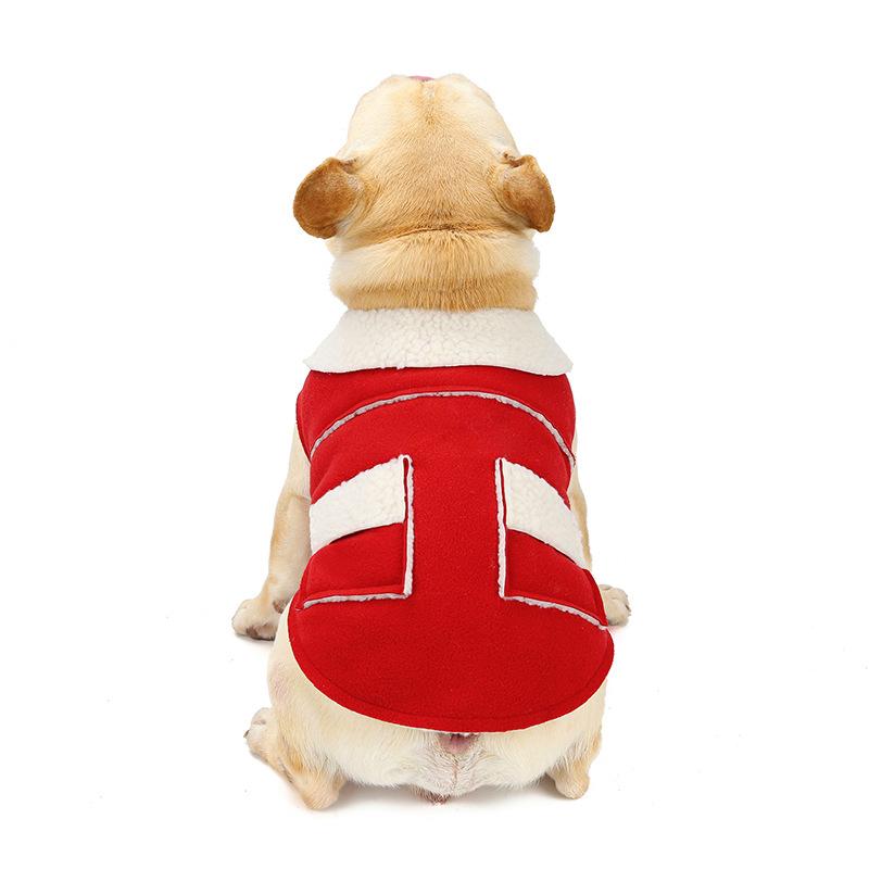 Autumn and winter pet clothes warm thick teddy magic bucket simple lapel dog cotton coat lamb coat dog clothes vest