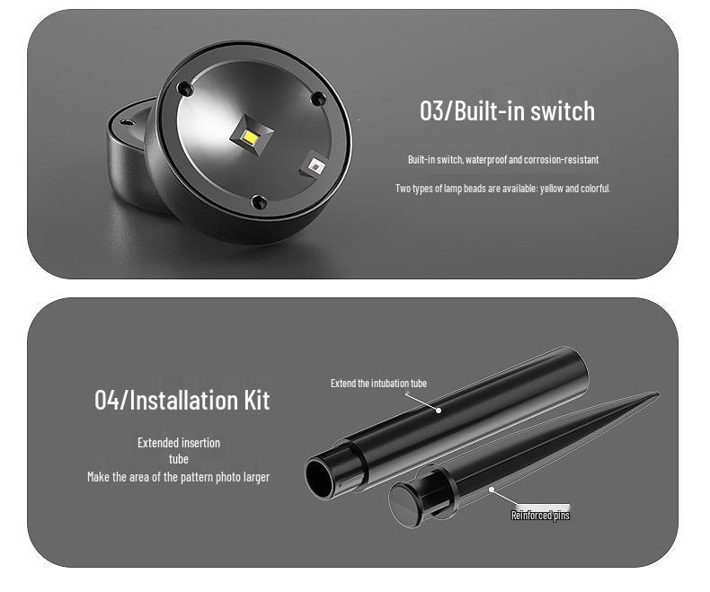 Outdoor Waterproof Solar Lawn Lamp - New Model with Courtyard Projection, Ground Plug, and Light & Shadow Path Decoration
