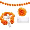 Mexican Marigold Artificial Flowers Day of The Dead DIY Home Outdoor Decor Halloween Diwali Party Garland String Lights