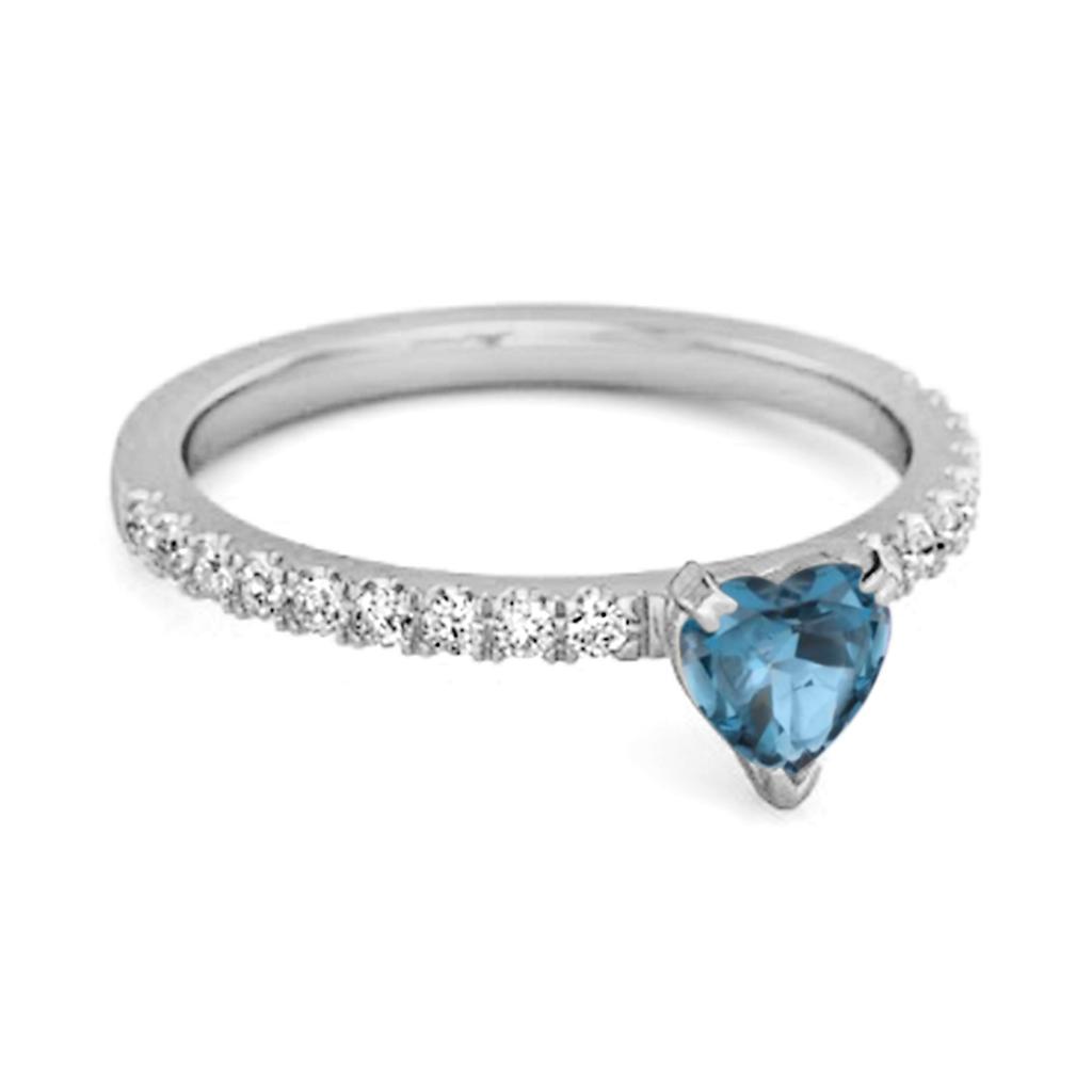 Bague Bande Pavée Topaze Bleue de Londres - Argent Sterling 925