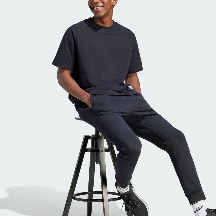 Adidas Long T-Shirt With Plain Logo, Casual Loose Fit, Crew Neck, Short Sleeves Unisex Tops Black IS7490