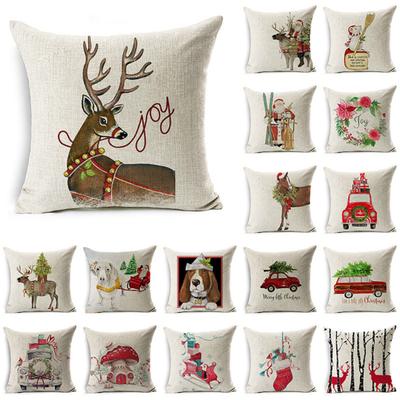Weihnachten Hund Weihnachtsmann Rentier Kissenbezug Dekokissen Fall Sofa Dekor