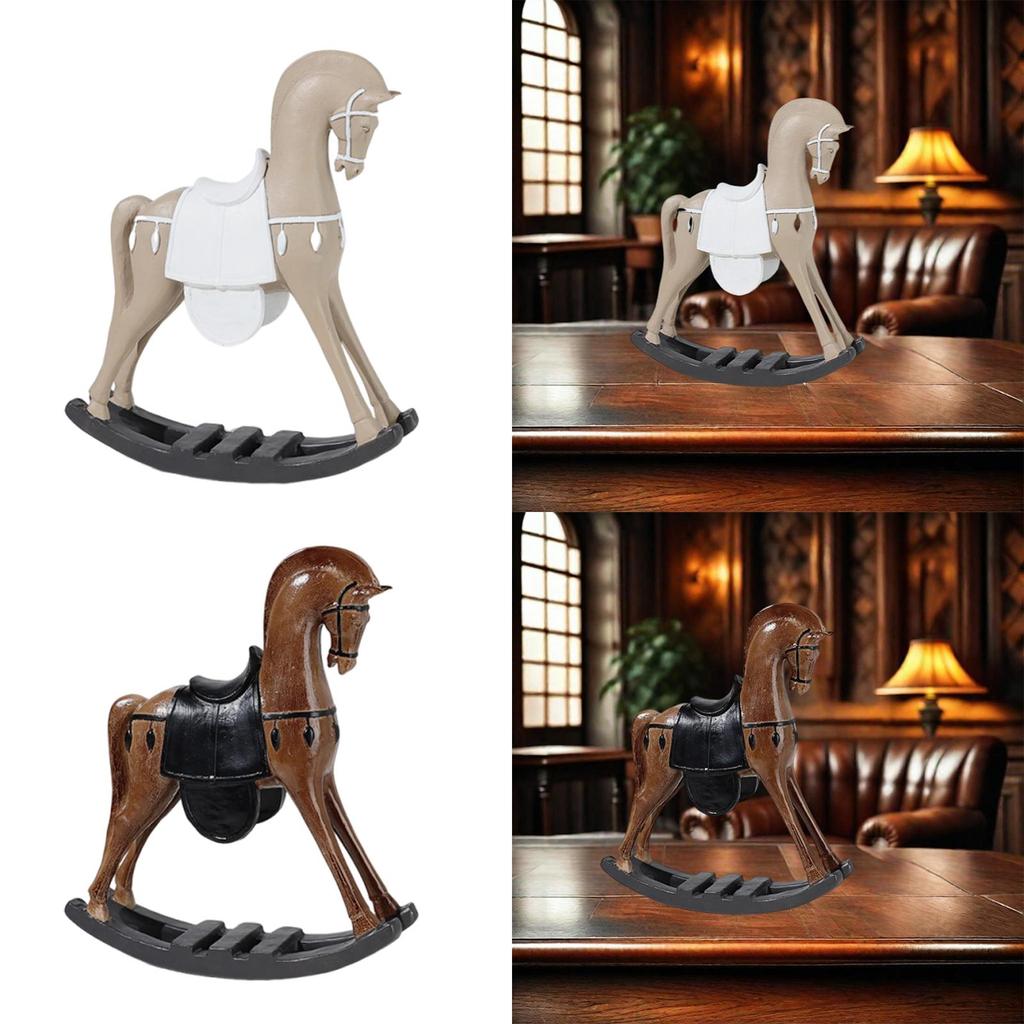 Rocking Horse Ornament Horse Figurine Desktop Animal Statue Decoration for Centerpiece TV Stand Multifunctional Portable Fashion