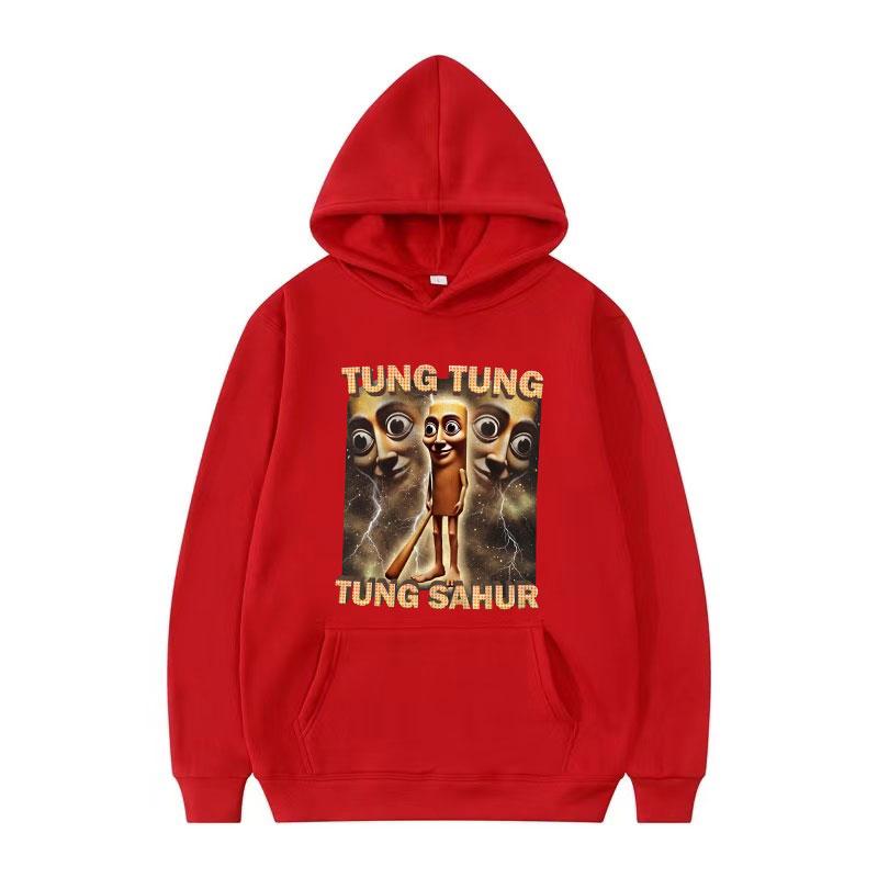 Tung Tung Tung Sahur Lustige Baseballschläger Meme Hoodies für Männer Vintage 90er Humor Hoodie Unisex Hohe Qualität Langarm Sweatshirt