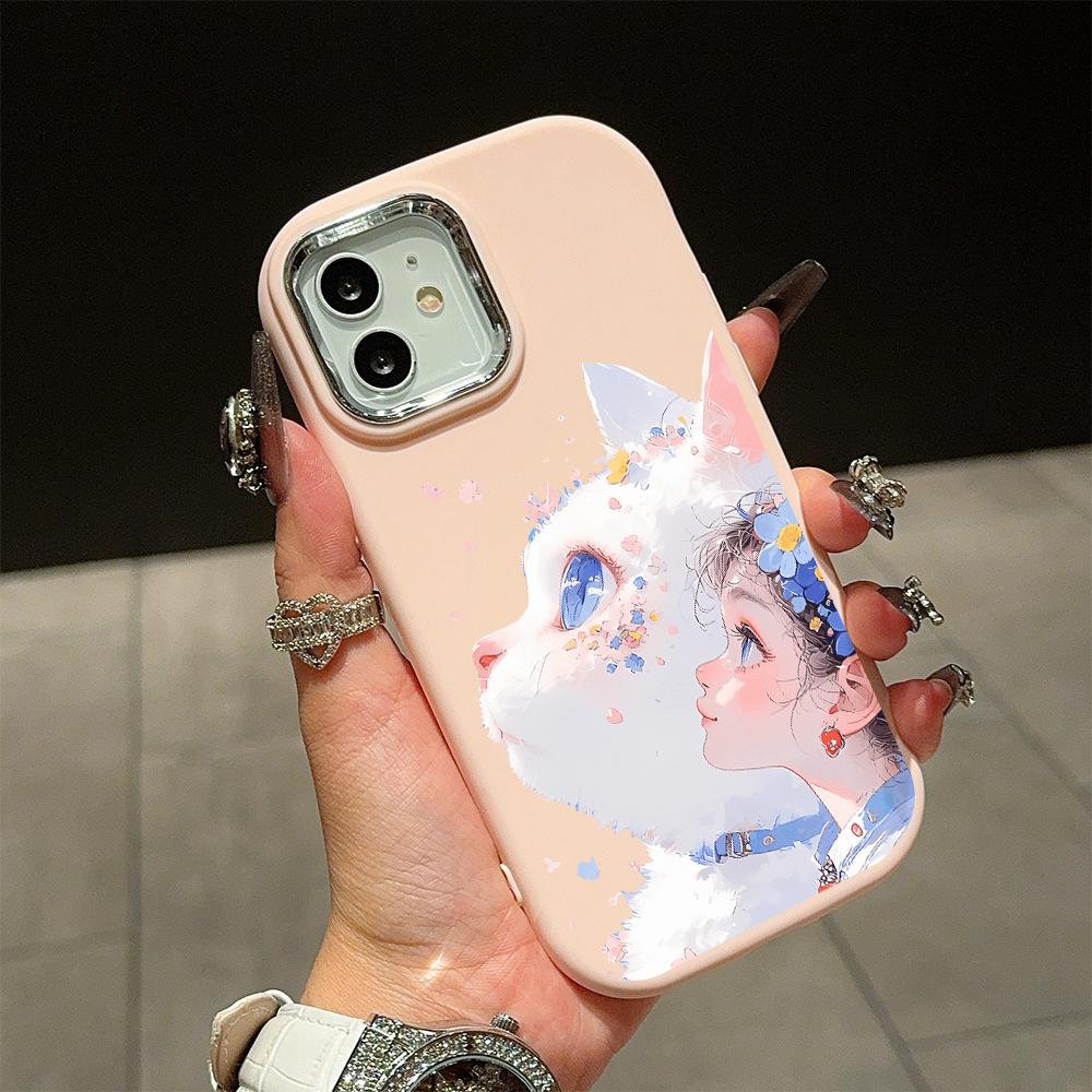 Jednobarevný stříbrný okraj čočky měkký tekutý silikon nárazuvzdorný obal na telefon pro iPhone Samsung Huawei Honor Xiaomi Redmi OPPO Realme Vivo Infinix Tecno