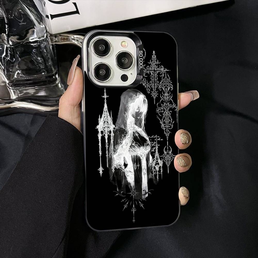 Gothic Cyber Sigil Cross Phone Case For iPhone 17 Air 16 15 14 11 12 13 Pro Max Plus X XR XS Colored Silver Hard Cover