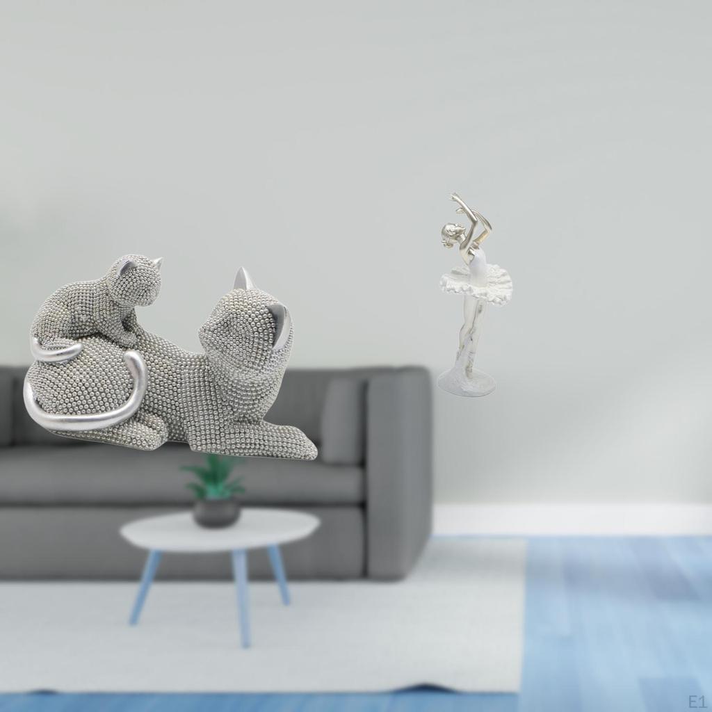 Cat Ballerina Sculpture Tabletop Ornament Art Crafts Decorative Figurine Animal Statue Modern