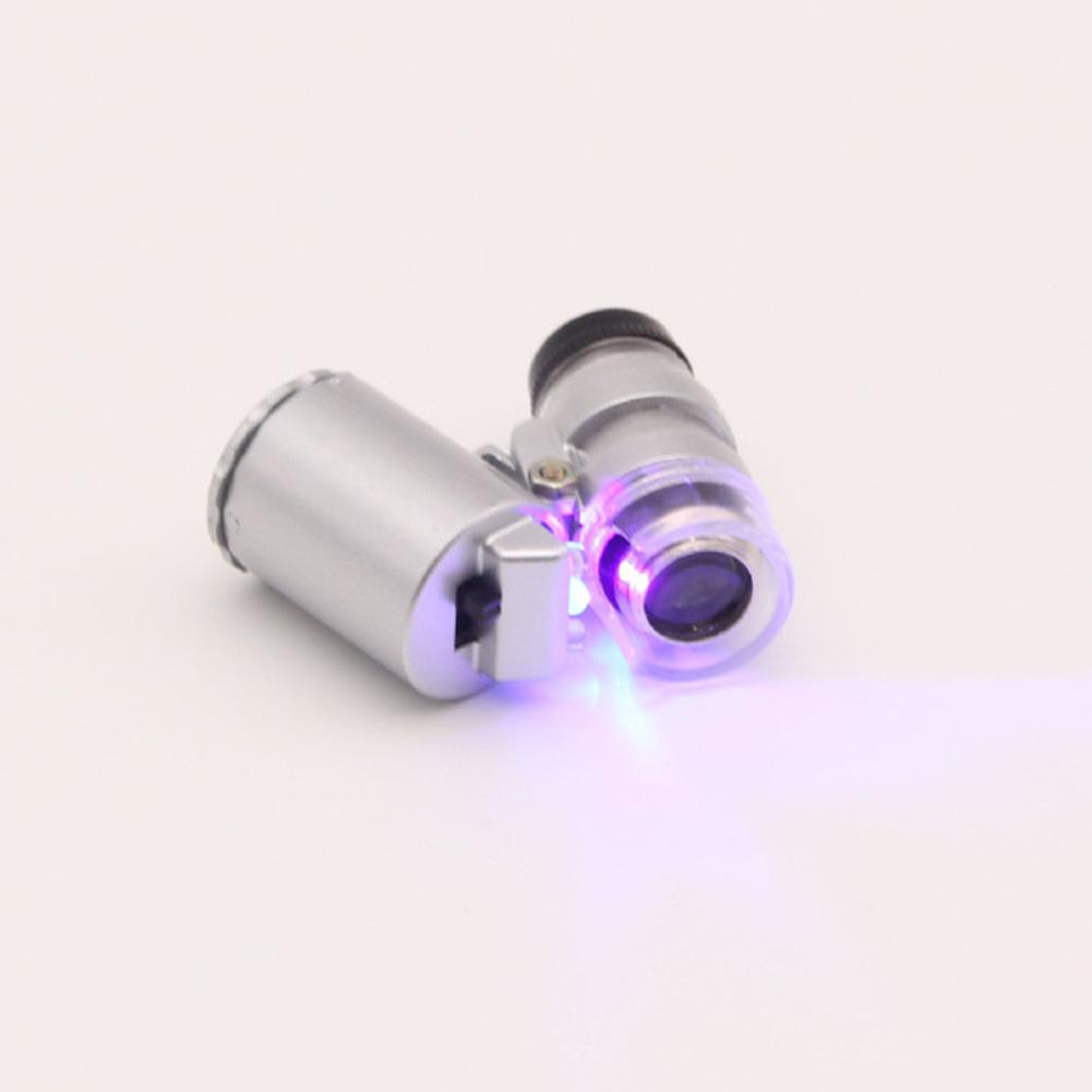 Mini Pocket Microscope UV Magnifier Folding Jewelry Microscope Illuminated Adjustable Jeweler Loupe Magnifying Glass