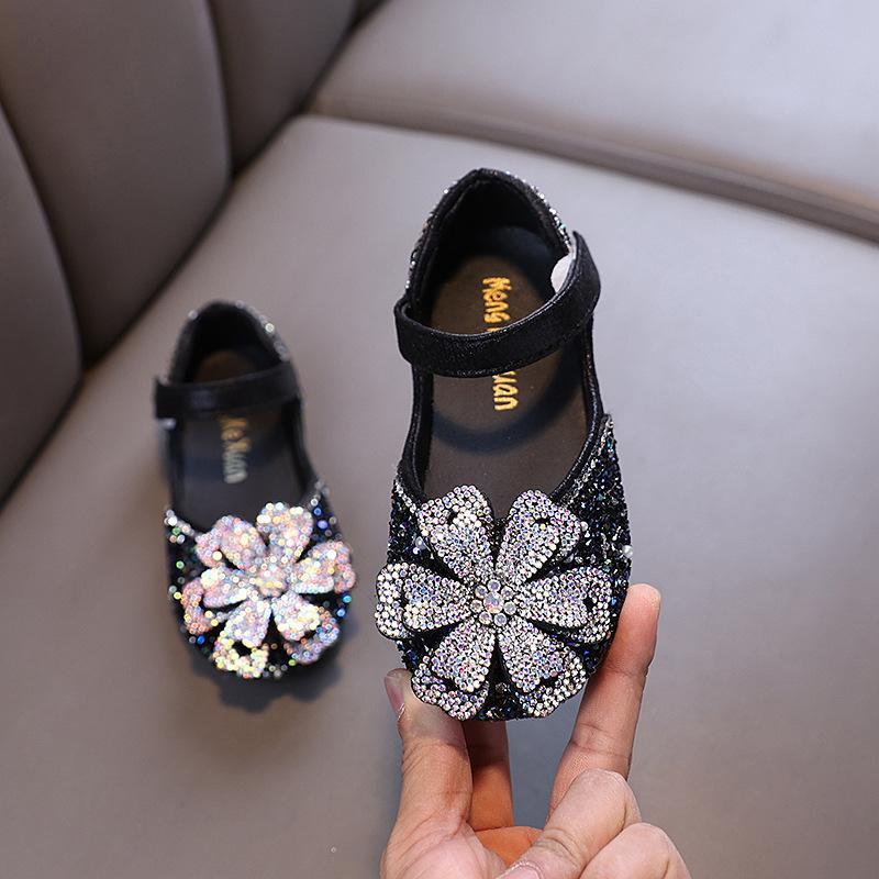 Spring-autumn new style ladylike baby girl girls' princess rhinestone flat shoes, leather shoes, dance performance shoes