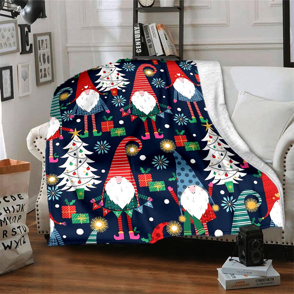 1Pc Christmas Gnome Celebration Blanket Soft Throw Blanket For Home Bedroom Bed Sofa Travel Office Solid Christmas Blanket