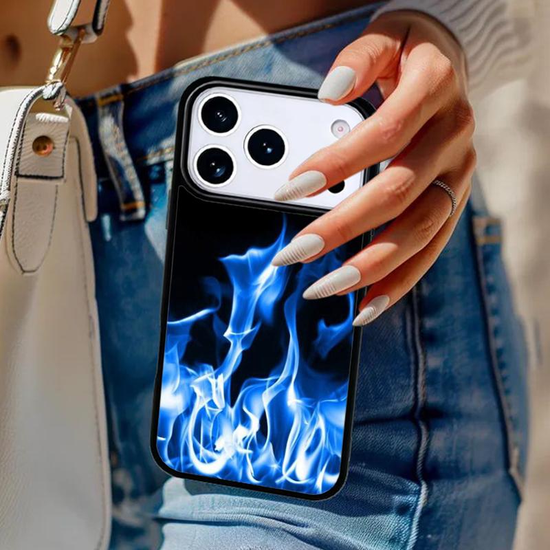 Red Blue Flame Phone Case For iPhone 17 Air 14 15 13 12 Max Cover For Apple 16e 11 Pro Max Plus Coque