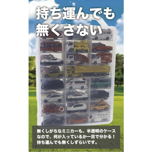 Benrii Tomica Storage Case with Handle, Double-Sided Storage for Mini Cars, Holds up to 48 Hot Wheels Mini Cars