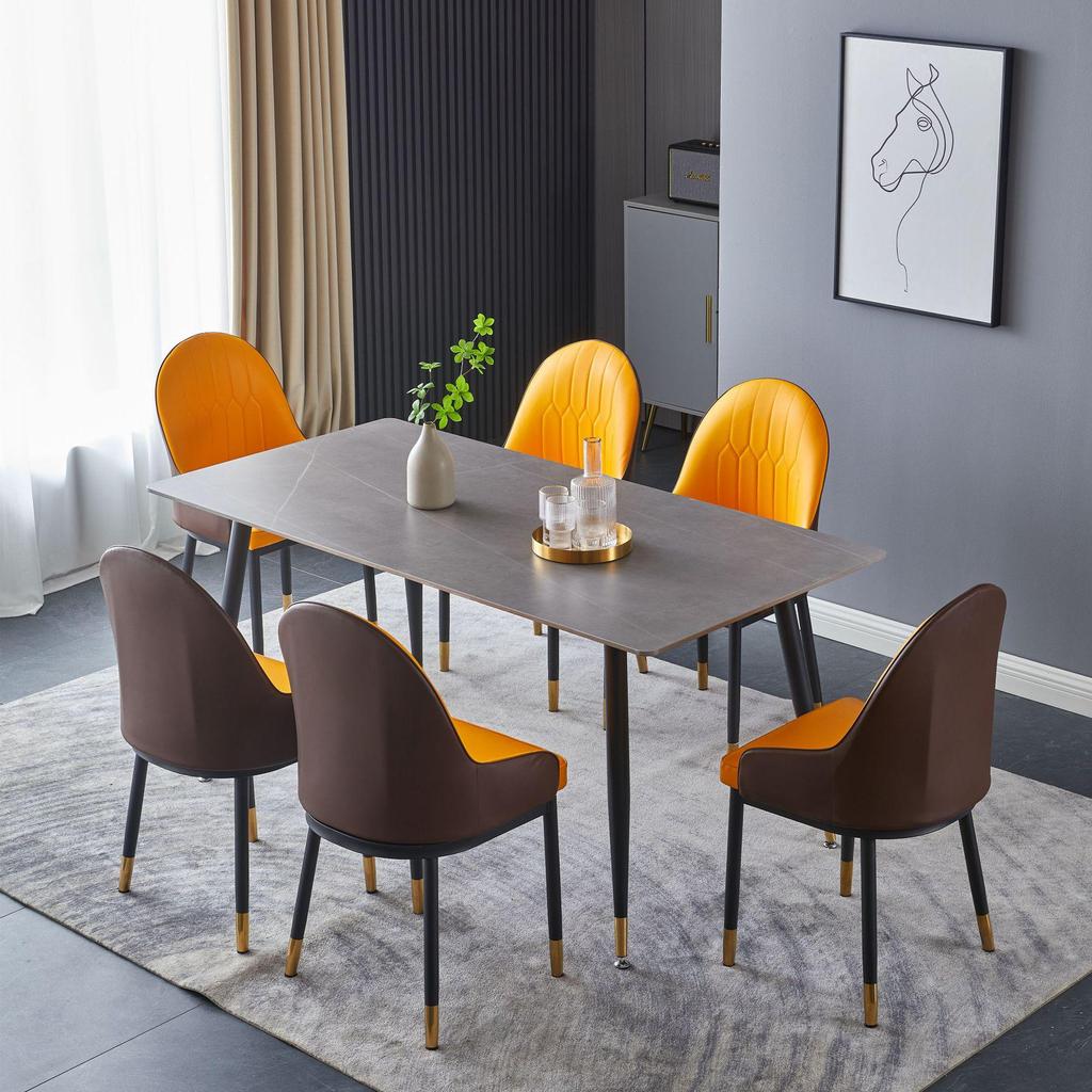 Modern Minimalist Italian Rock Slab Dining Table Set for Small Apartments