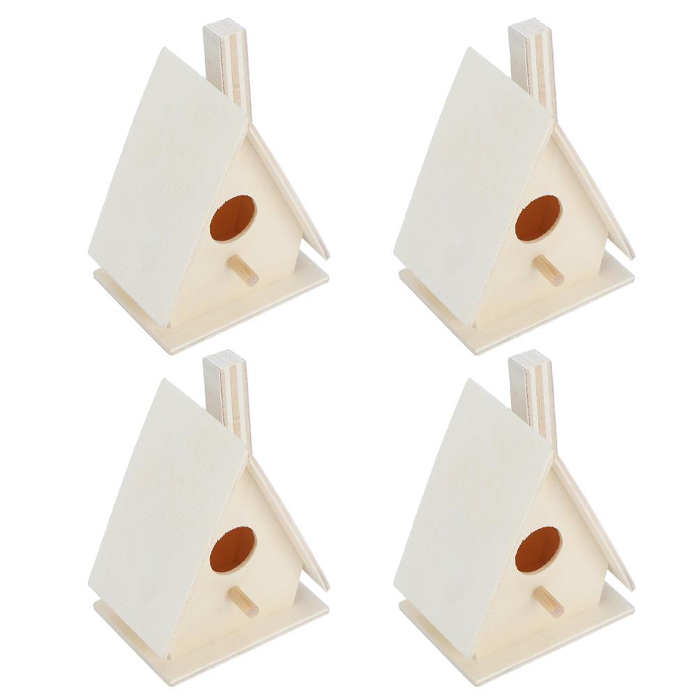 4Pcs Outdoor Hanging Wooden Bird House Nests Nesting Cage Garden Decoration Ornament