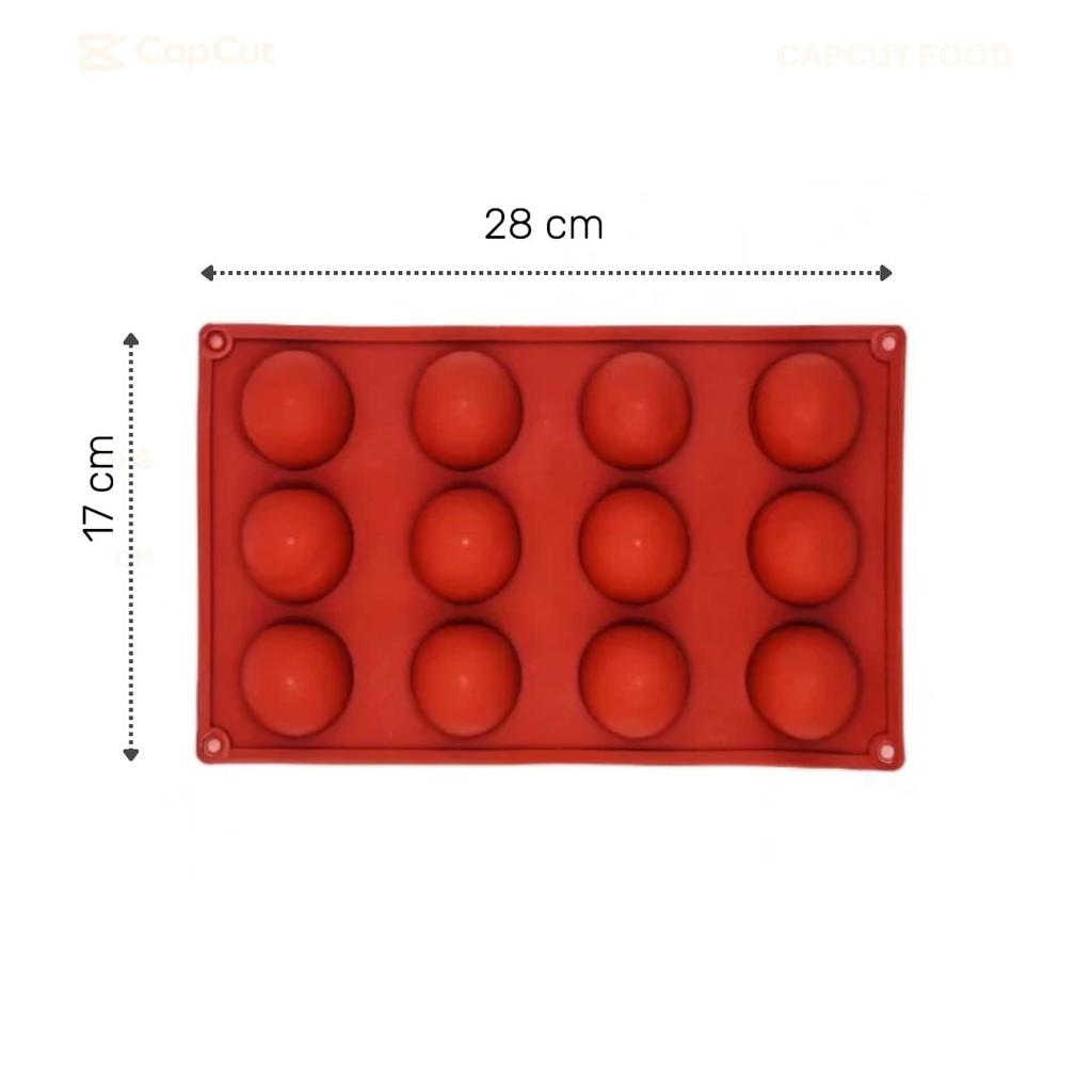 Silicone Mold for Chocolate, Candy, Cake 12 Half Spheres 28x17 cm Non-Stick Baking Mold Food Grade Silicone for Baking Tools TopBazar Brown