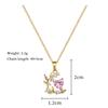 Stainless Steel Chain Pink Zircon Love Heart Leaf Pendant Necklace for Women Girls Romantic Sweet Jewelry Accessories Gifts