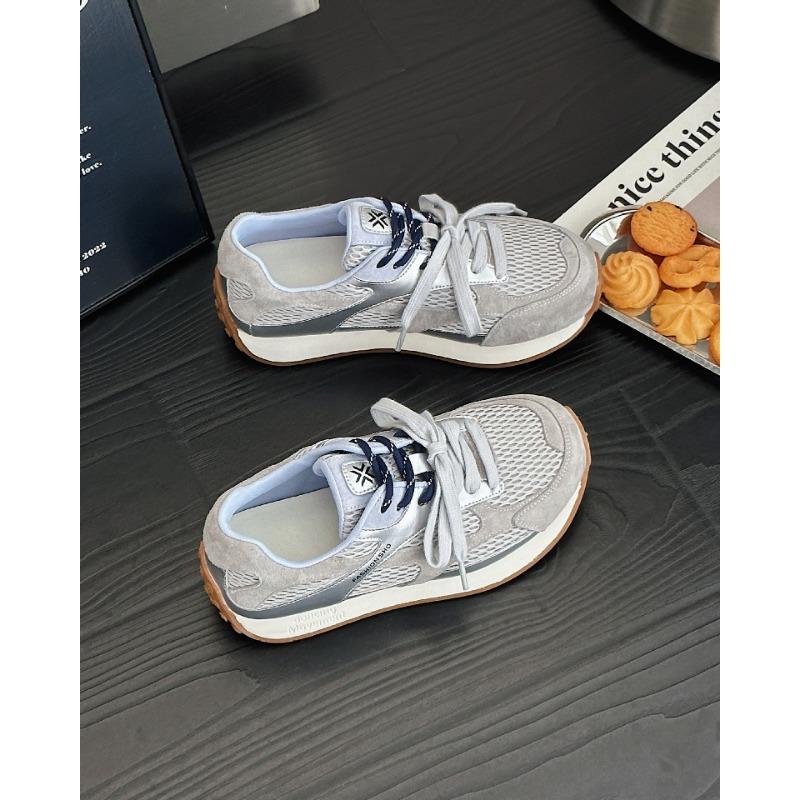 

Leather women s new mesh breathable thick-soled casual sports board shoes are comfortable and versatile 35 бежевый