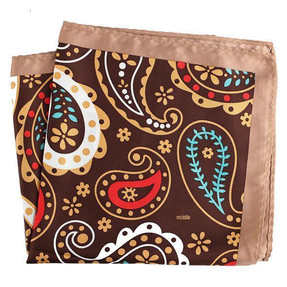 Cashew Flower & Polka Dot Men's Pocket Square Handkerchief